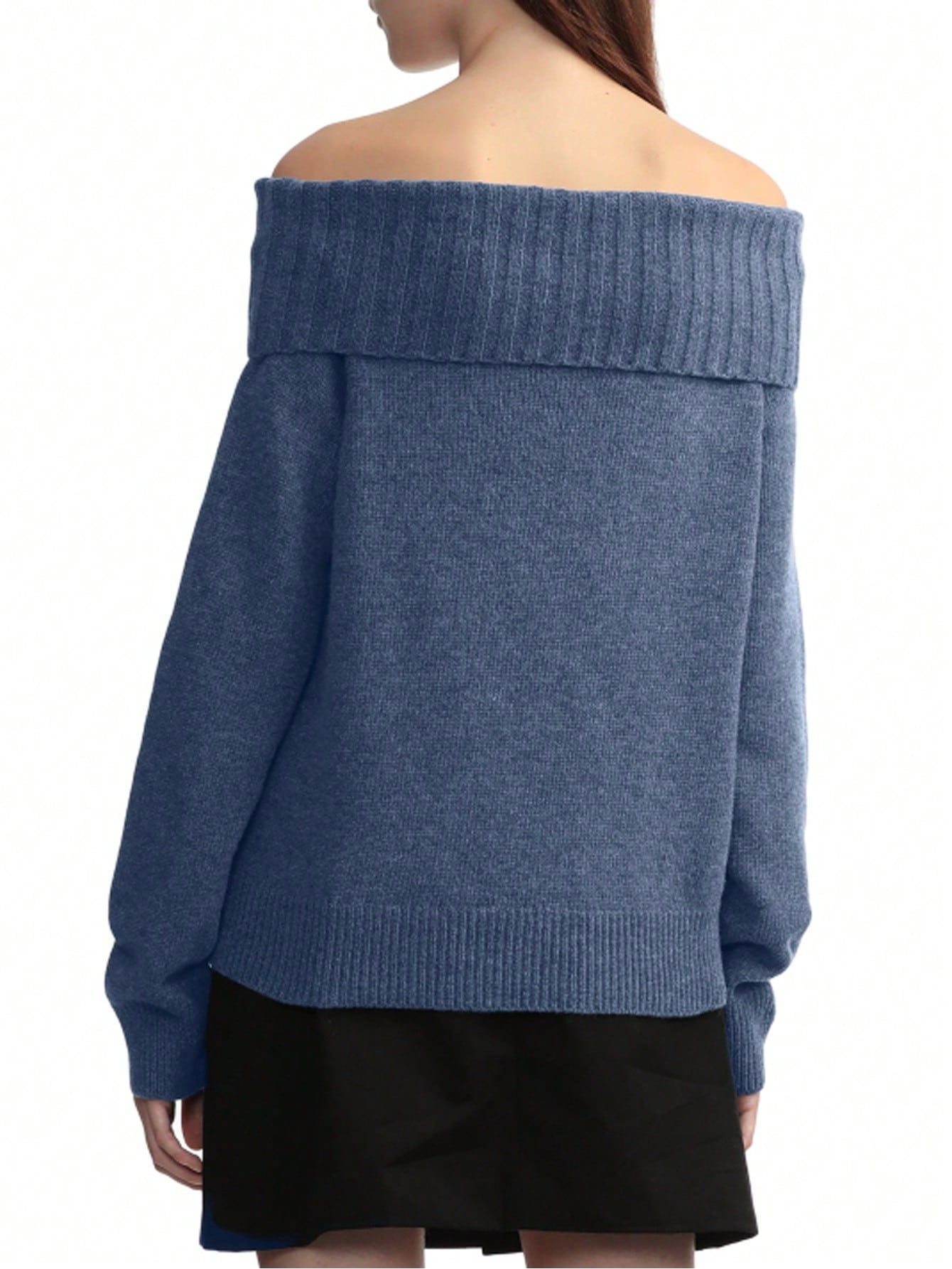 INAWLY Women'S Solid Color Off-The-Shoulder Long Sleeve Loose Knit Sweater, Autumn/Winter Knit Pullover Fall Outfit