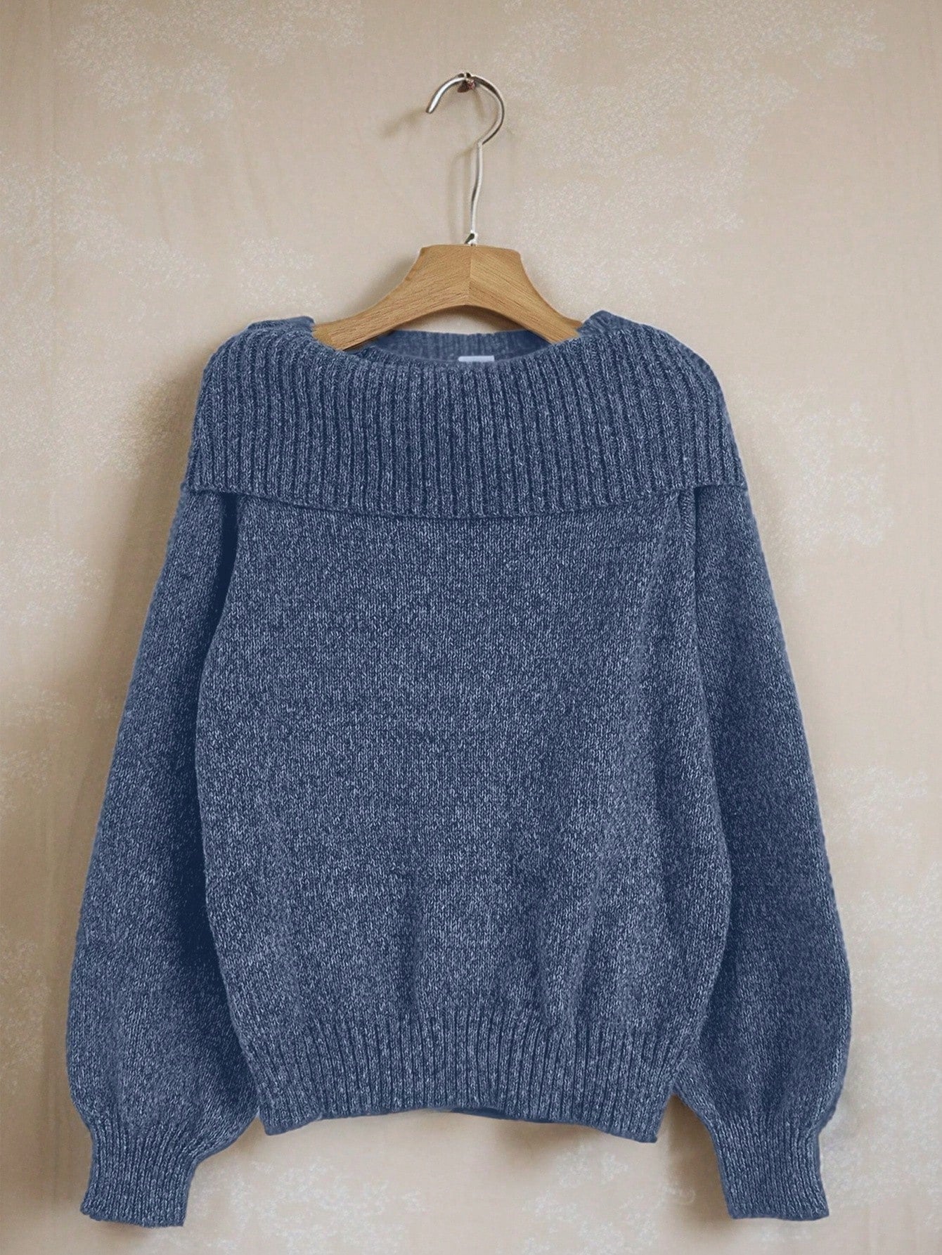 INAWLY Women'S Solid Color Off-The-Shoulder Long Sleeve Loose Knit Sweater, Autumn/Winter Knit Pullover Fall Outfit