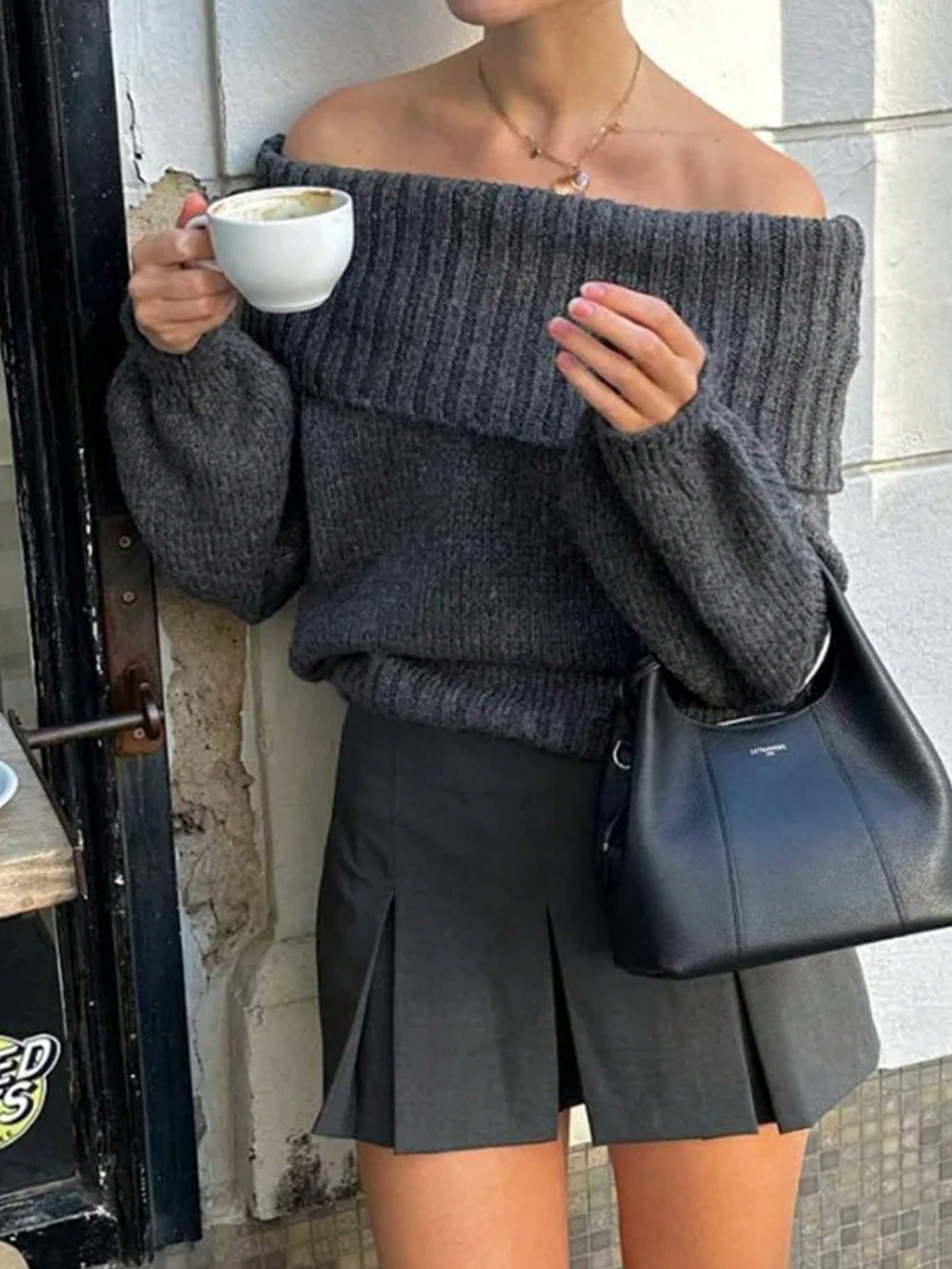 INAWLY Women'S Solid Color Off-Shoulder Long Sleeve Loose Casual Sweater, Autumn/Winter,Long Sleeve Tops Knit Pullover Fall Outfit