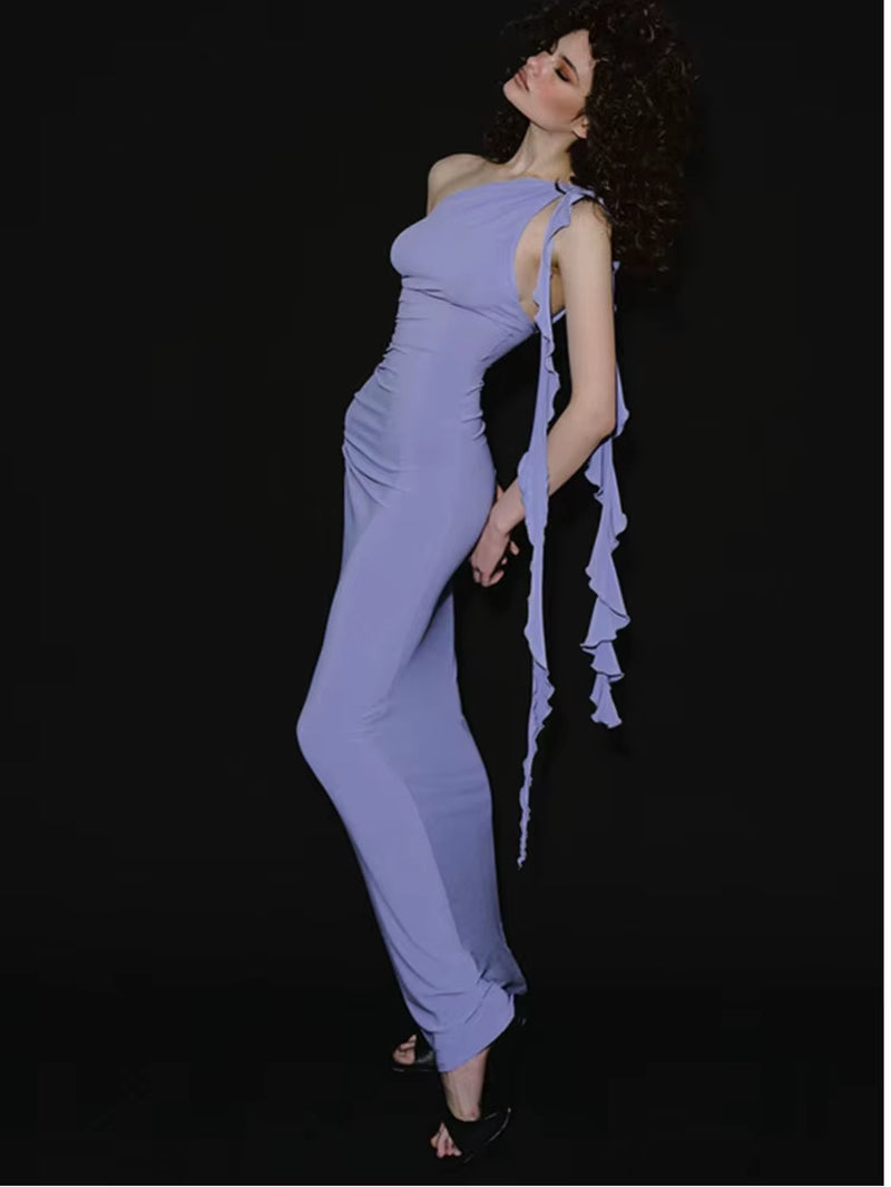 Elegant Sleeveless Tight Women'S Long Dress New 2024 Summer One Shoulder Sexy Tight Back Holiday Party Evening Dress