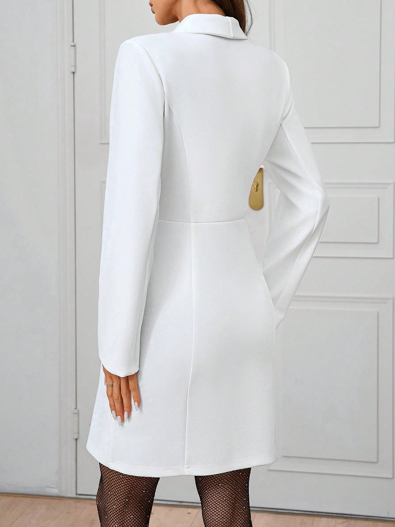 Clasi Women'S Elegant Occasion Wine Party White Feather Patchwork Blazer Fall Women Dresses