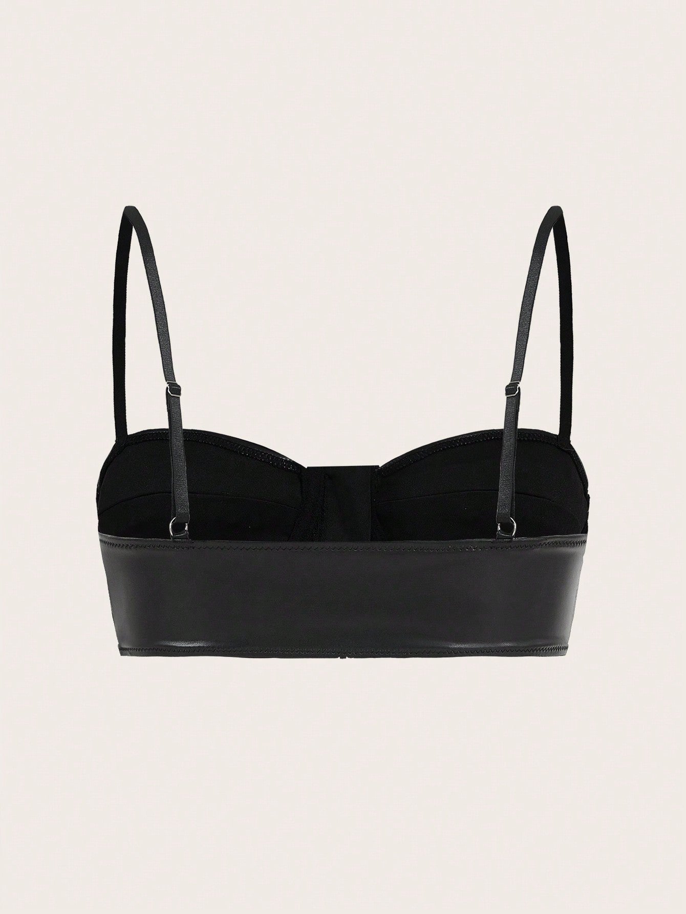 SHEIN ICON Going Out Tops Faux Leather Black Crop Top with Multiple Zippers