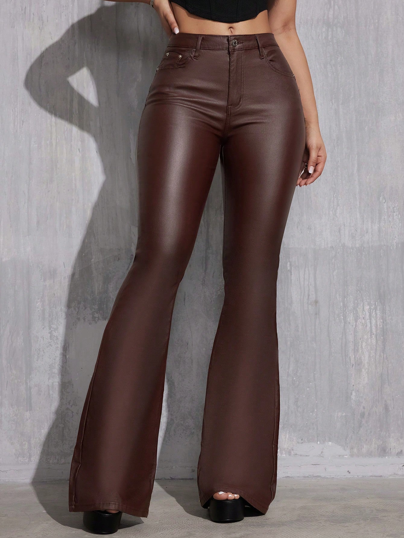 Tall Women'S Fashionable Casual Solid Color Slim Fit Flared Pants Fall Cloth for Women