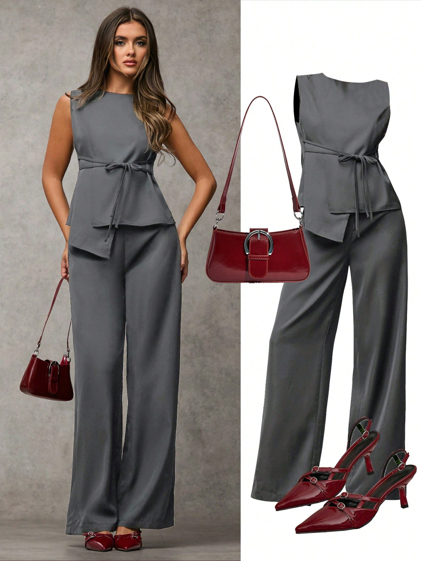 BAE Women'S Summer Casual Solid Color Asymmetric Hem Vest Blazer& and Pants Set Business Women Clothes Sexy Office Siren Women Two Pieces Sets Old Money Style Teacher Outfits Fall Women Outfits