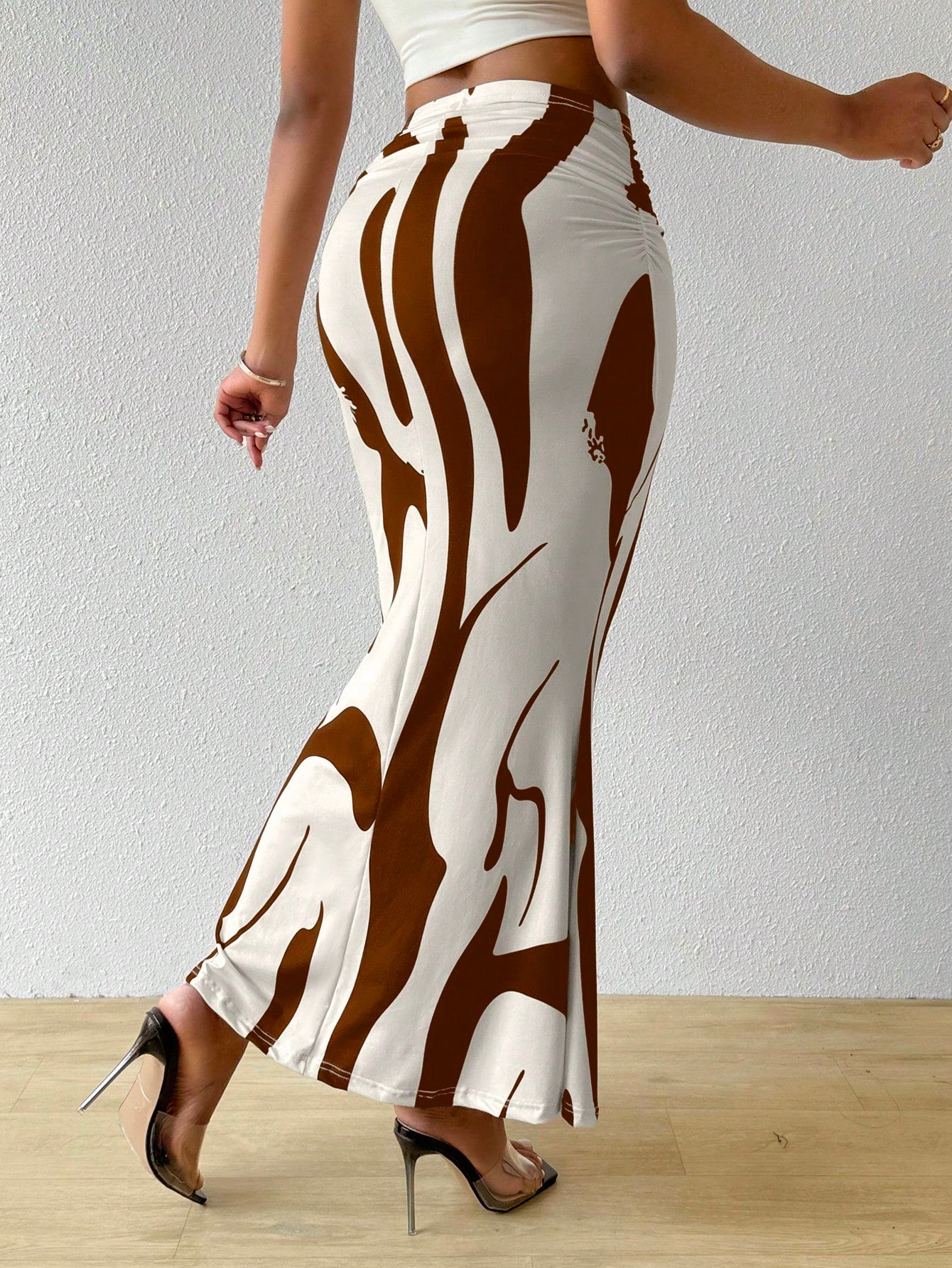 Bamgleam Ladies Fashionable Color-Blocking Printed Mermaid Skirt Maxi Women Outfit Fall Cloth for Women