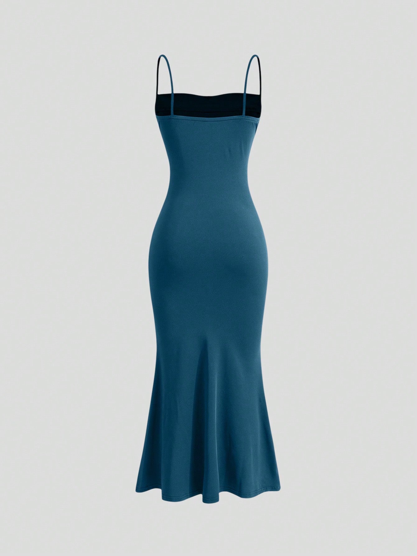 Sweetra Solid Ruched Mermaid Hem Cami Dress Maxi Women Outfit