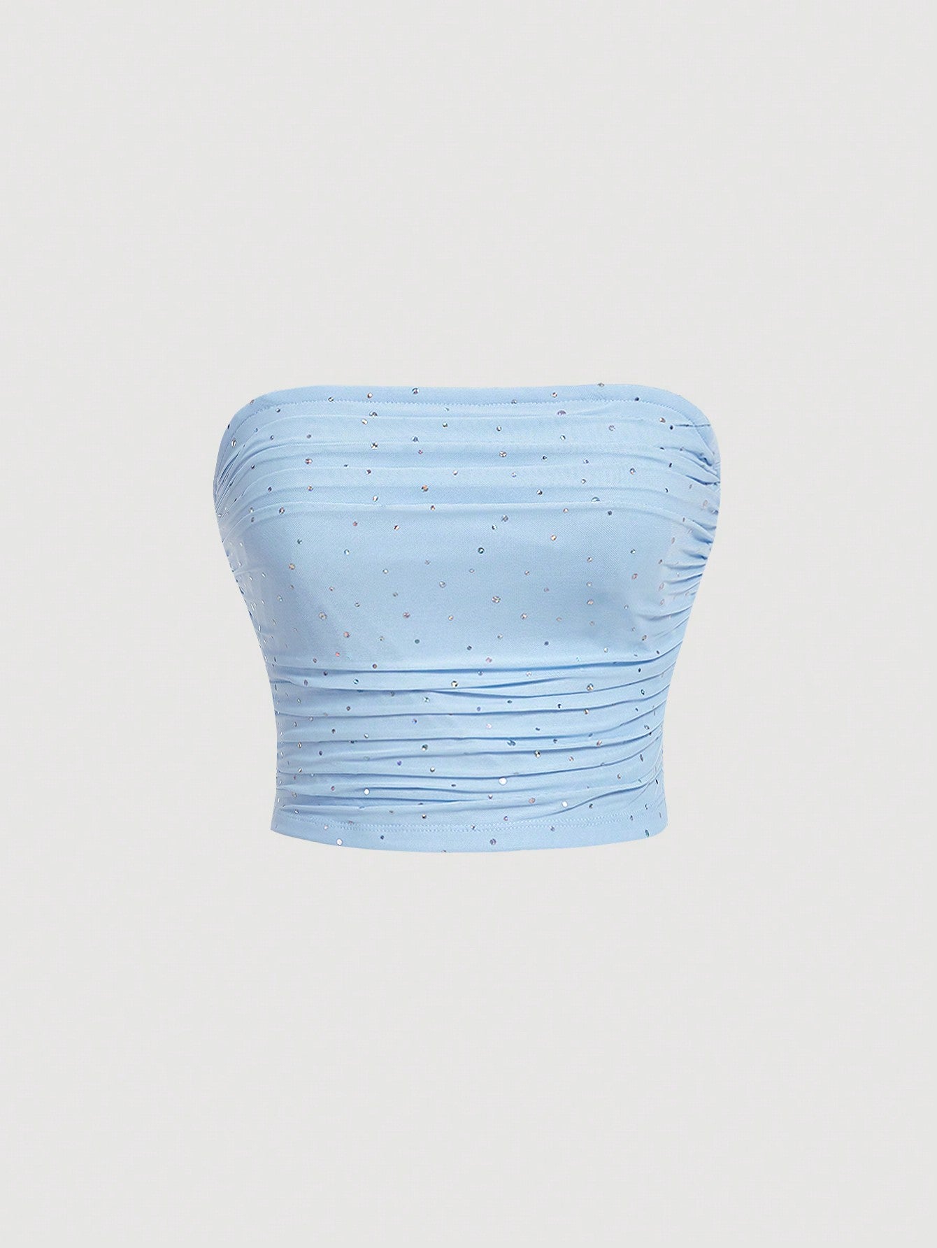 MOD Slim Fit Ruched Strapless Top with Rhinestones