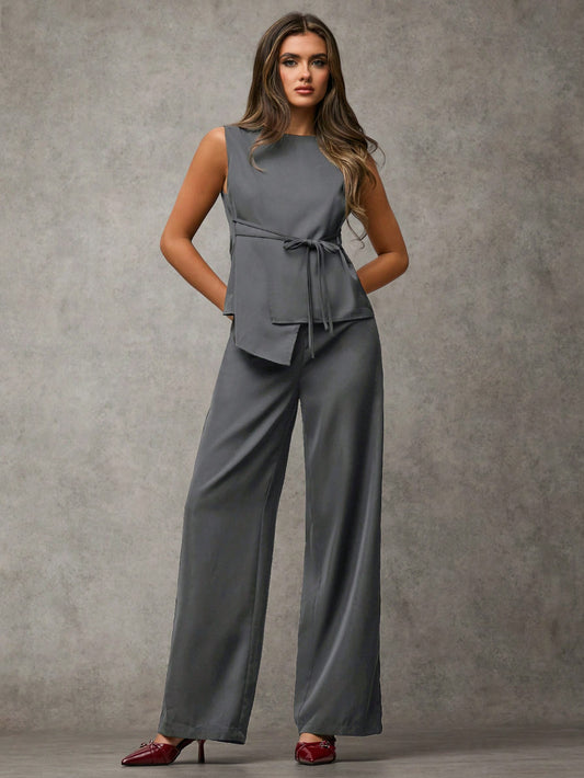 BAE Women'S Summer Casual Solid Color Asymmetric Hem Vest Blazer& and Pants Set Business Women Clothes Sexy Office Siren Women Two Pieces Sets Old Money Style Teacher Outfits Fall Women Outfits