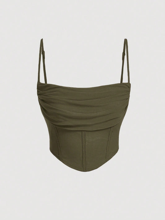 X Marika Sila  MOD Solid Ruched Bust Cami Top