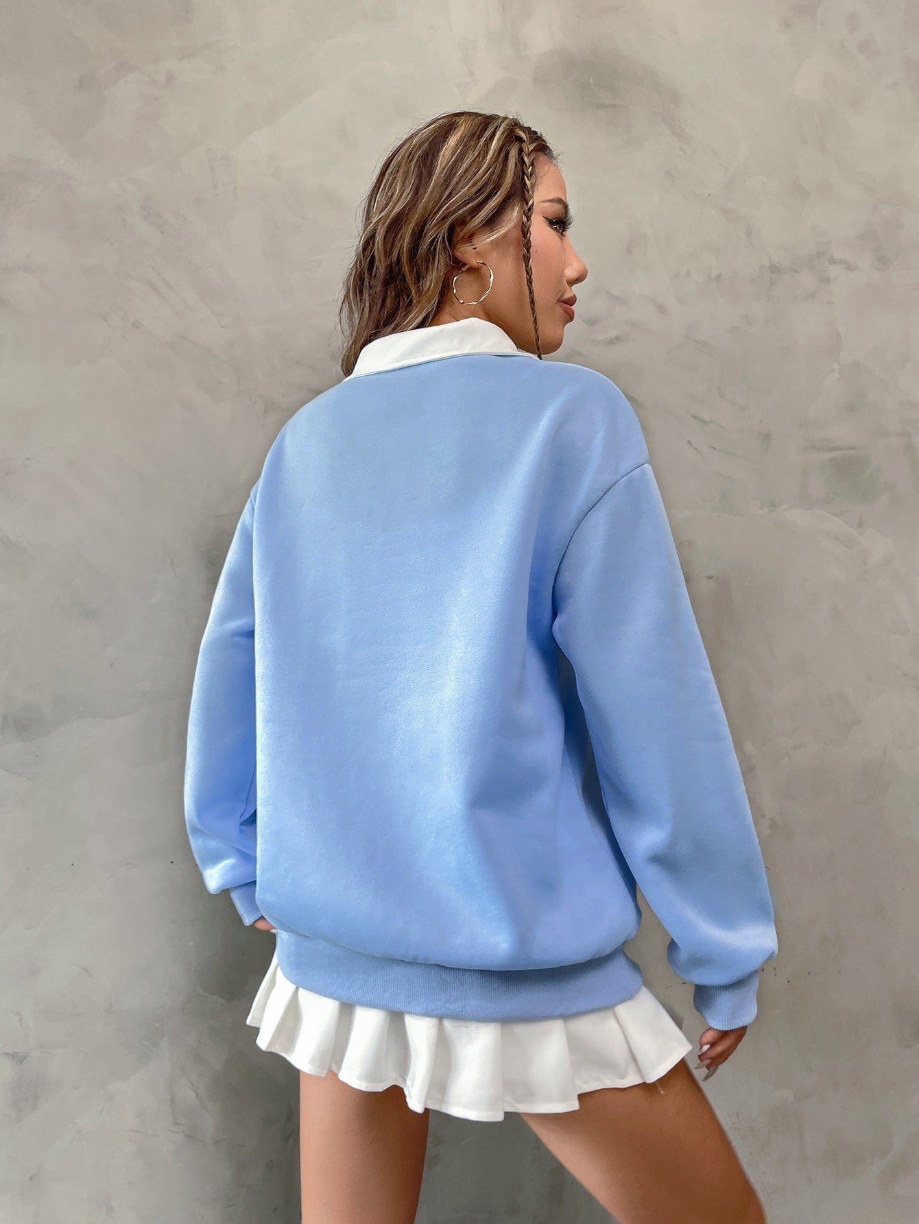 MOOSTA Polo Collar Drop Shoulder Letter Graphic Pullover,Long Sleeve Tops Graduation,Back to School Outfits,Graduation,Teacher Outfits for Women,Back to School Fall Outfit